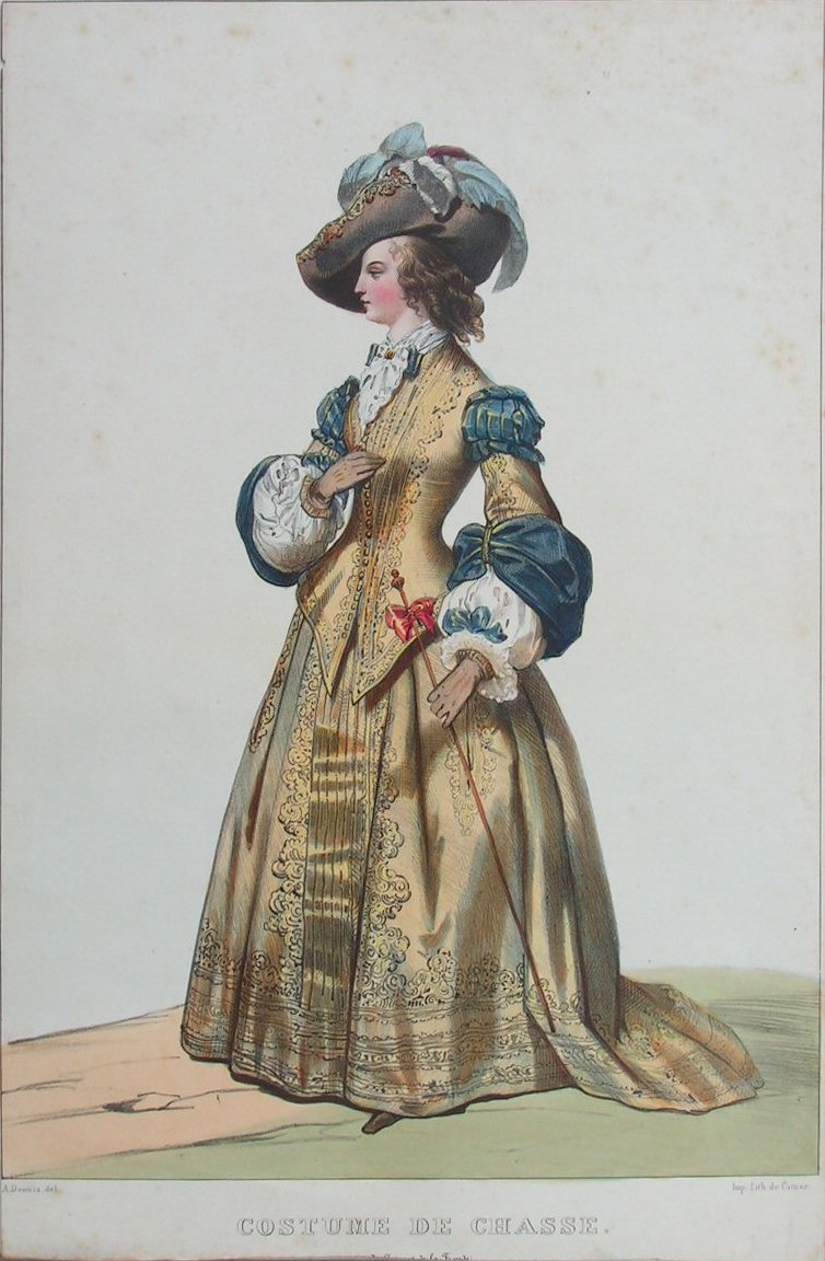 Lithograph - No. 50 Costume de Chasse. du Temps de la Fionde - De